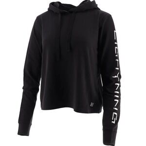 Ford F-150 Lightning Black Cropped  Hoodie with White Sleeve Print